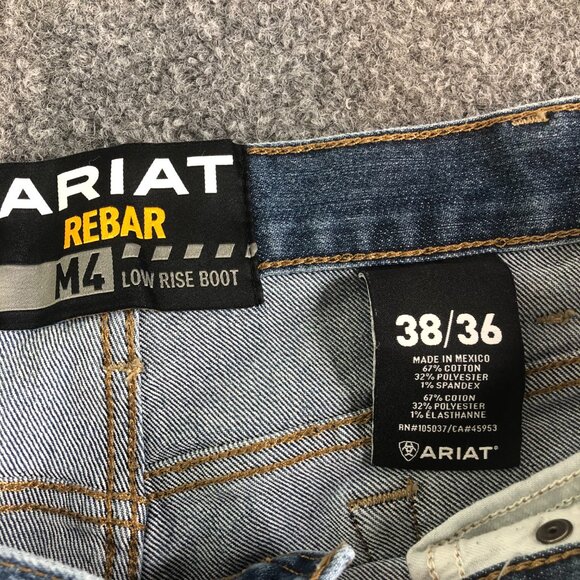 Ariat Jeans Mens 38x36 Blue M4 Bootcut Low Rise Work Pants Stretch - Picture 2 of 10